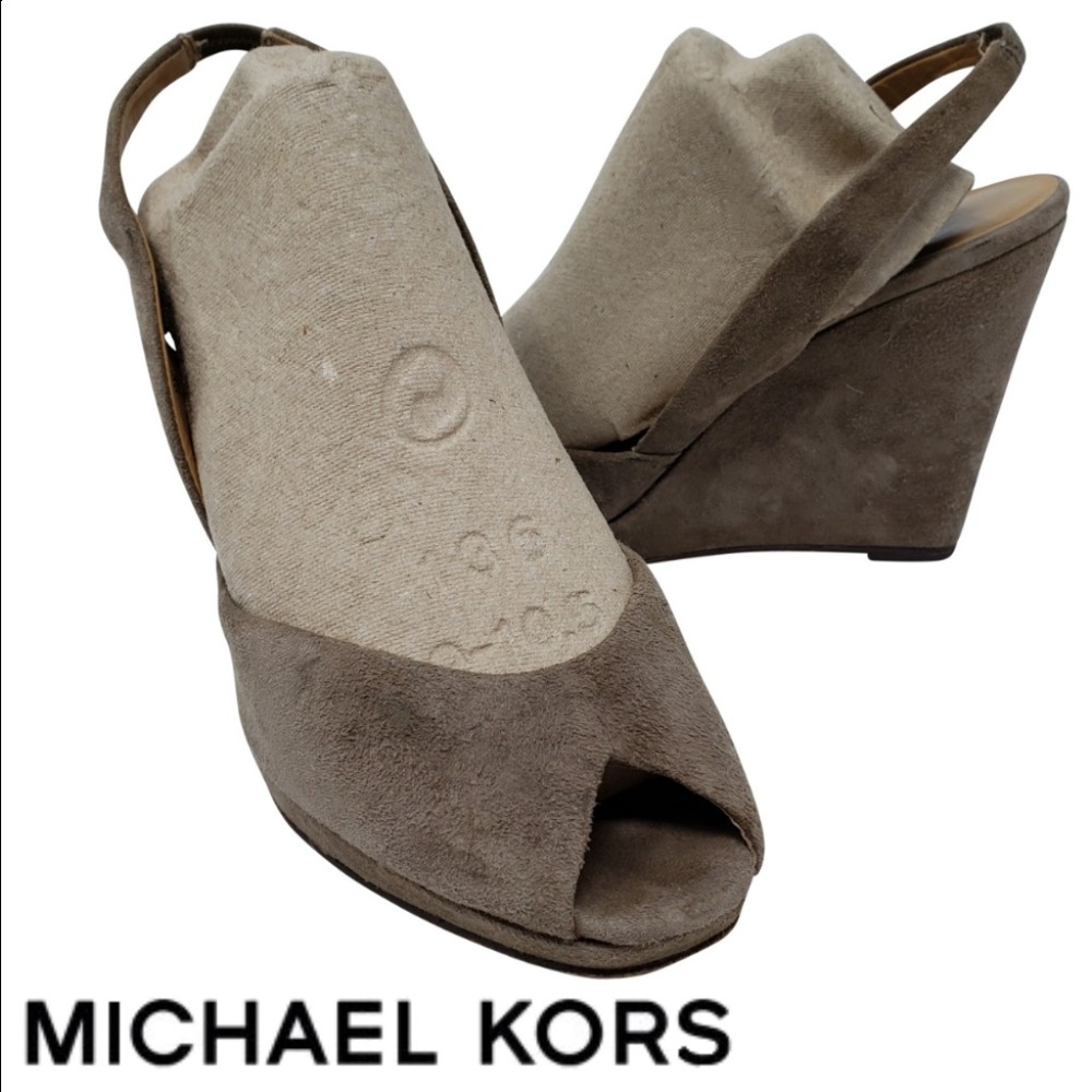 Michael Kors Suede Slingback Peep Toe Wedge 8.5